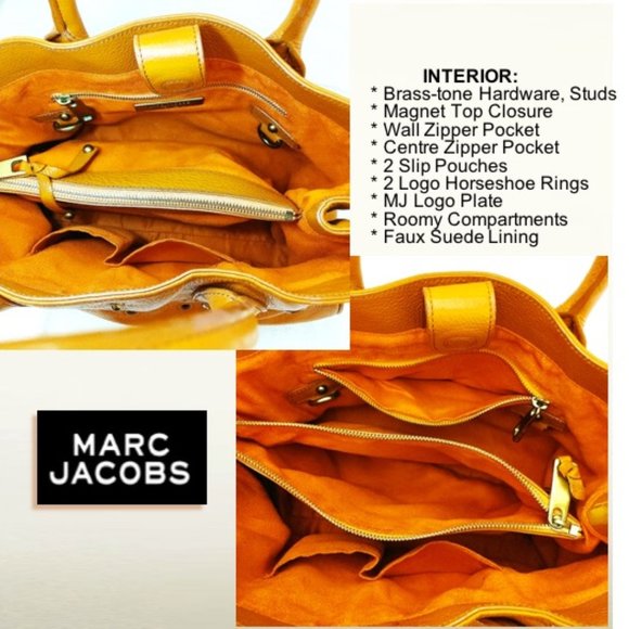 Marc Jacobs Orange Brown Genuine Leather Large Satchel Handbag Perforate… - Picture 9 of 11